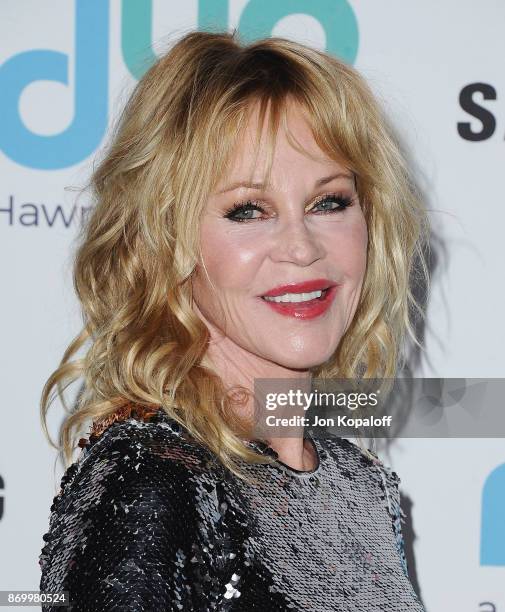 Melanie Griffith arrives at Goldie's Love In For Kids at Ron Burkle's Green Acres Estate on November 3, 2017 in Beverly Hills, California.