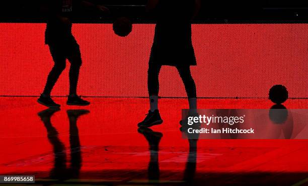 Cam Gliddon of the Taipans warms up before the start of the round five NBL match between the Cairns Taipans and the New Zealand Breakers at Cairns...