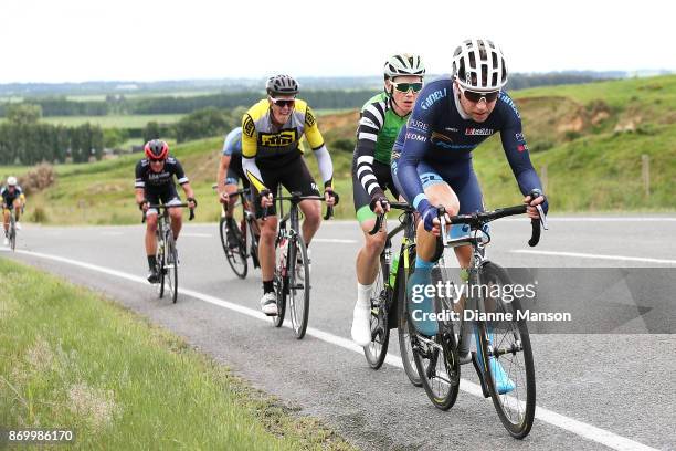 Brad Evans of Dunedin, Powernet , makes his way to Invercargill on the final stage during the 2017 Tour of Southland on November 4, 2017 in...