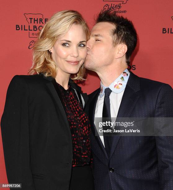 Actress Leslie Bibb and actor Sam Rockwell attend the premiere of "Three Billboards Outside Ebbing, Missouri" at NeueHouse Hollywood on November 3,...