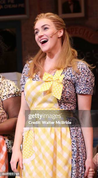 Betsy Wolfe takes a bow at the curtain call of Broadway's 'Waitress' at The Brooks Atkinson Theatre on November 3, 2017 in New York City.