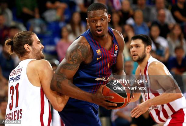 Kevin Seraphin during the match between FC Barcelona v Olympiakos B.C. Corresponding to the week 5 of the basketball Euroleague,in Barcelona, on...