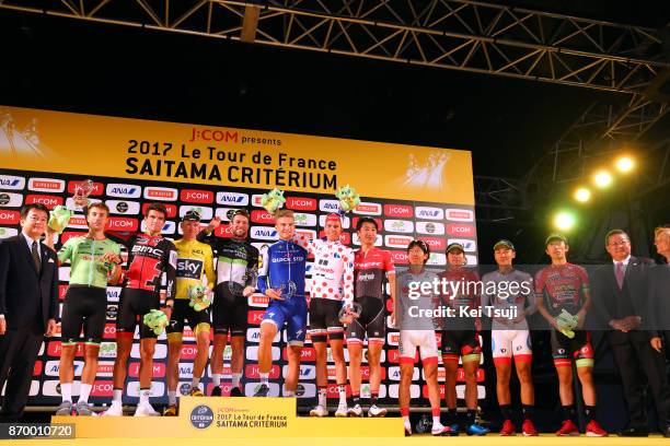 5th Tour de France Saitama Criterium 2017 Podium / Christopher FROOME Yellow Leader Jersey / Alberto BETTIOL / Warren BARGUIL Polka Dot Mountain...