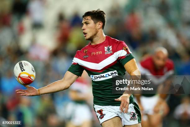 Mitchell Moses of Lebanon in action during the 2017 Rugby League World Cup match between England and Lebanon at Allianz Stadium on November 4, 2017...