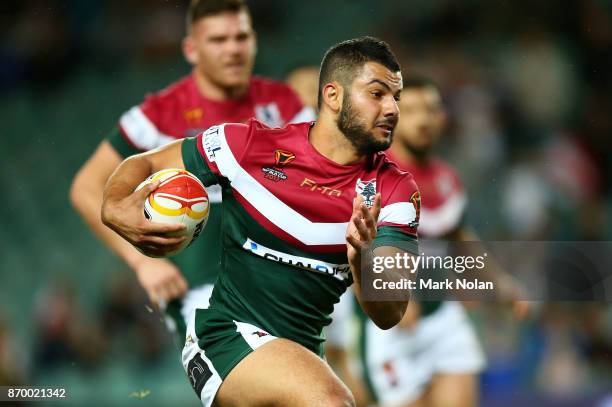 Bilal Maarbani of Lebanon in action during the 2017 Rugby League World Cup match between England and Lebanon at Allianz Stadium on November 4, 2017...