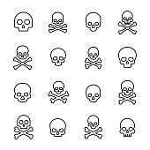 Simple collection of death related line icons