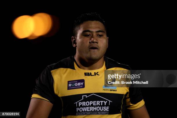 Isi Naisarani of the Perth Spirit is pictured after his teams loss in the NRC Semi Final match between the Vikings and the Spirit at Viking Park on...