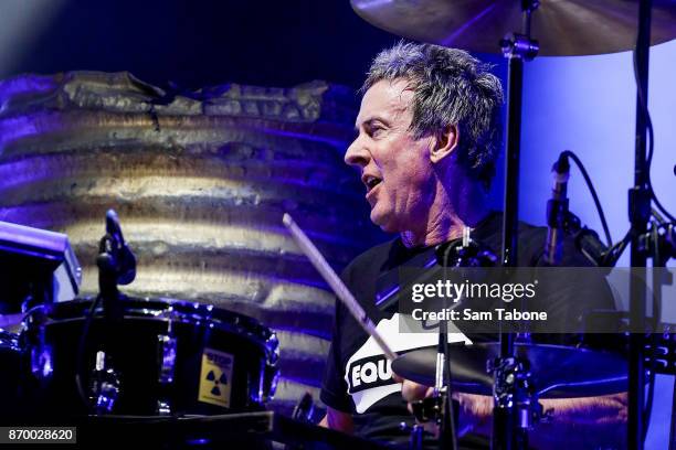 Rob Hirst from Midnight Oil perform on November 4, 2017 in Hanging Rock, Australia.