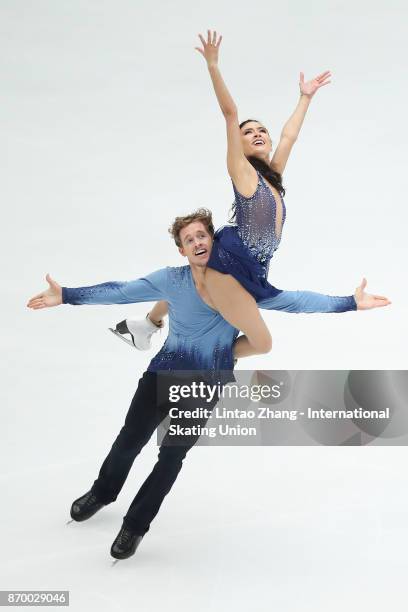 Madison Chock and Evan Bates of United States compete in the Ice Dance Free Dance on day two of Audi Cup of China ISU Grand Prix of Figure Skating...