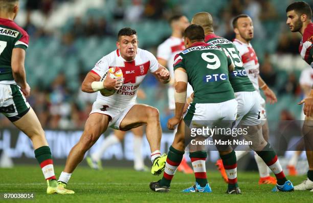 Chris Heighington of England in action during the 2017 Rugby League World Cup match between England and Lebanon at Allianz Stadium on November 4,...