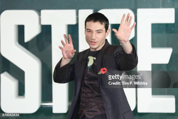 Actor Ezra Miller attends the 'Justice League' photocall at The College on November 4, 2017 in London, England.