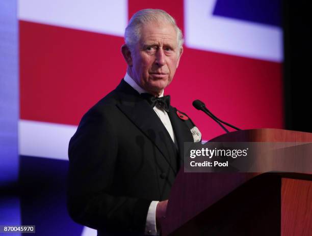 Prince Charles, The Prince of Wales gives a speech as he attends a Gala Dinner to celebrate 60 years of UK/Malaysia diplomatic ties at the Majestic...