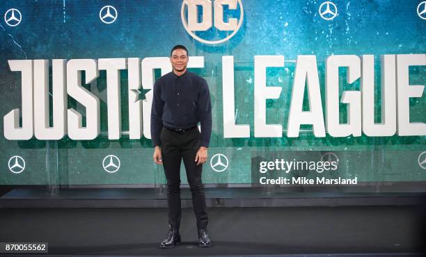 Ezra Miller during the 'Justice League' photocall at The College on November 4, 2017 in London, England.