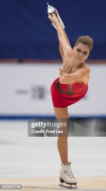 Elena Radionova of Russia compete in the Ladies Free Skating on day two of Audi Cup of China ISU Grand Prix of Figure Skating 2017 at Beijing Capital...