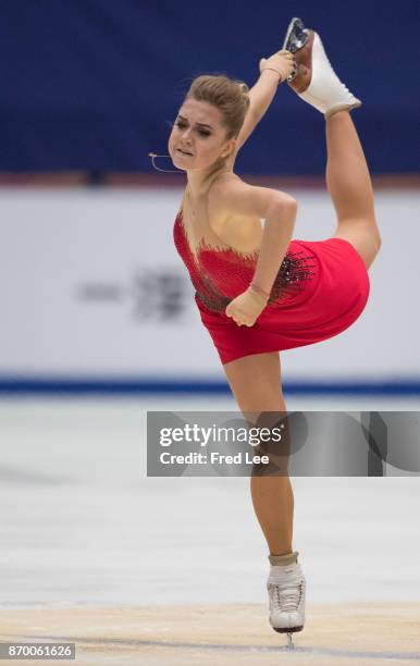 Elena Radionova of Russia compete in the Ladies Free Skating on day two of Audi Cup of China ISU Grand Prix of Figure Skating 2017 at Beijing Capital...