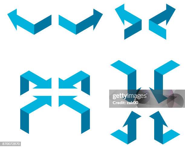 ilustraciones, imágenes clip art, dibujos animados e iconos de stock de flechas - proyección-isométrica