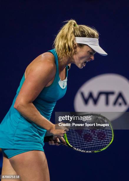 Coco Vandeweghe of United States reacts during the singles semi final match of the WTA Elite Trophy Zhuhai 2017 against Ashleigh Barty of Australia...