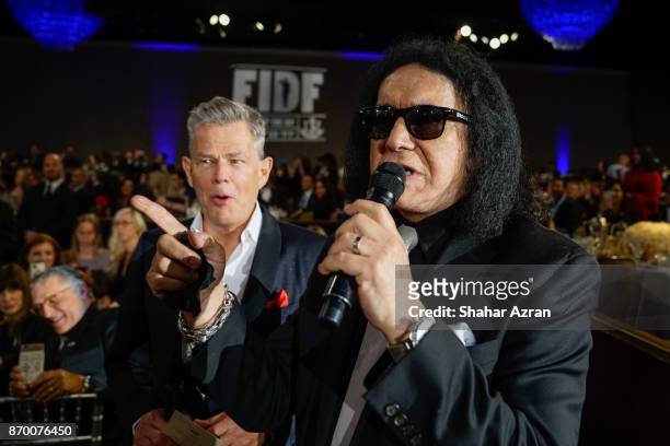 Gene Simmons performing David Foster at the FIDF Western Region Gala at The Beverly Hilton Hotel on November 2, 2017 in Beverly Hills, California.