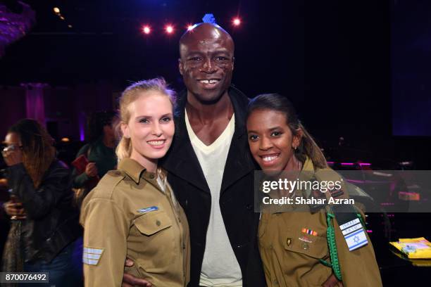 Seal with IDF soldiers at the FIDF Western Region Gala at The Beverly Hilton Hotel on November 2, 2017 in Beverly Hills, California.