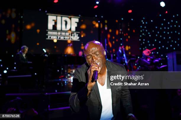 Seal performs at the FIDF Western Region Gala at The Beverly Hilton Hotel on November 2, 2017 in Beverly Hills, California.