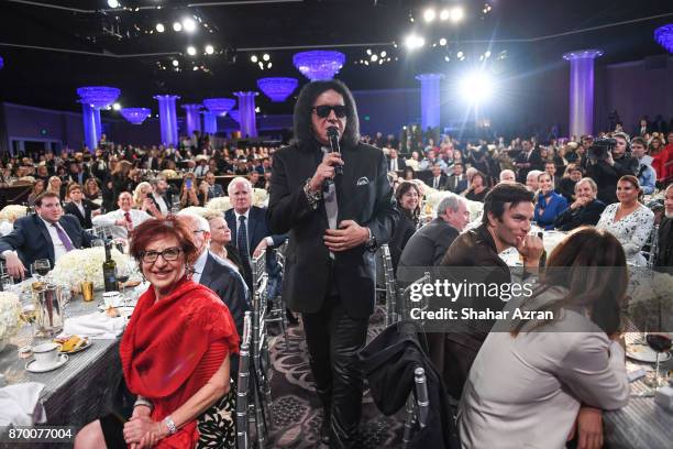 Gene Simmons performing at the FIDF Western Region Gala at The Beverly Hilton Hotel on November 2, 2017 in Beverly Hills, California.