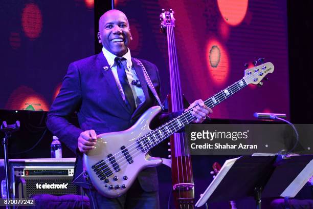 Nathan East at the FIDF Western Region Gala at The Beverly Hilton Hotel on November 2, 2017 in Beverly Hills, California.