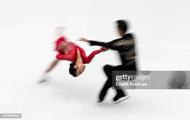 Wenjing Sui and Cong Han of China competes in the Pairs Free Skating on day two of Audi Cup of China ISU Grand Prix of Figure Skating 2017 at Beijing...