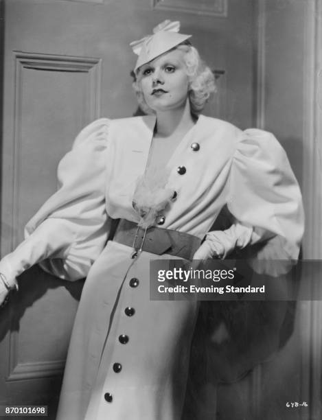 American actress Jean Harlow as she appears in the MGM film 'Hold Your Man', 1933.