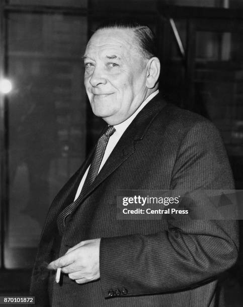 British trade unionist Ted Hill , chairman of the TUC , arrives at Congress House in Great Russell Street, London, for a meeting between the General...