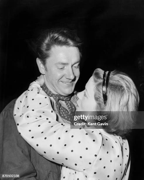 Actors Ronald Hines as O'Killigain and Annette Crosbie as Avril, during rehearsals for the play 'Purple Dust' by Sean O'Casey, at the Mermaid Theatre...