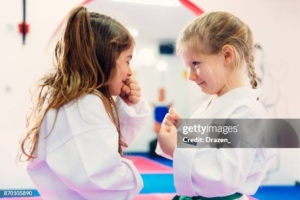 funny moments on taekwondo training for young girls - pro challenge stage 6 stock pictures, royalty-free photos & images