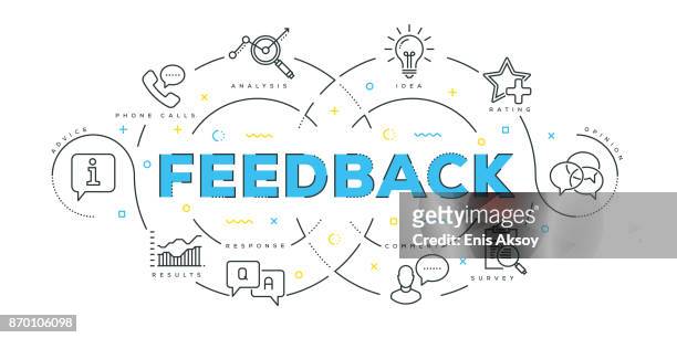 ilustrações, clipart, desenhos animados e ícones de conceito de design moderno linha plana de feedback - customer focused