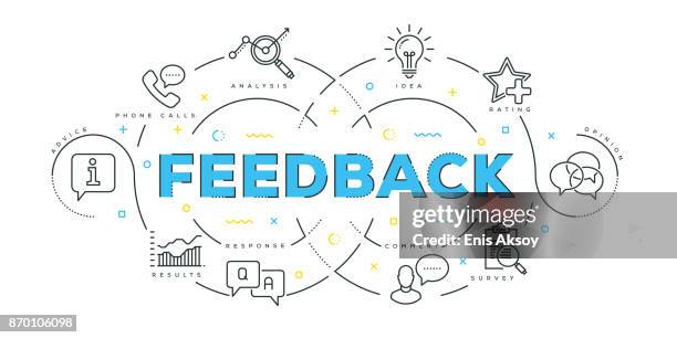 modern flat line design concept of feedback - customer focused stock illustrations