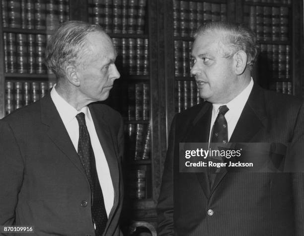 British Foreign Secretary Alec Douglas-Home with Norman Kirk , leader of the New Zealand Labour Party, during talks at the Foreign and Commonwealth...