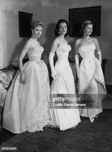 From left to right, British actresses June Laverick, Anne Heywood and Jill Ireland attend the Royal Film Performance at Londonderry House, Park Lane,...