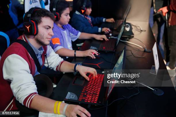 An e-sport player competes during an electronic video game tournament at the 'Paris Games Week' on November 04, 2017 in Paris, France. E-sport for...