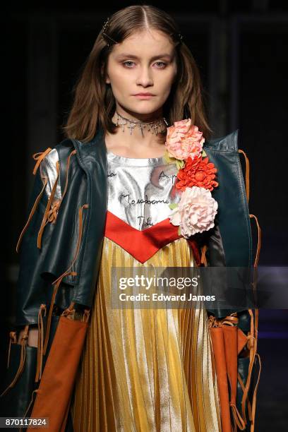 Model walks the runway during the Alexander Arutyunov fashion show at Mercedes-Benz Fashion Week Tbilisi on November 4, 2017 in Tbilisi, Georgia.