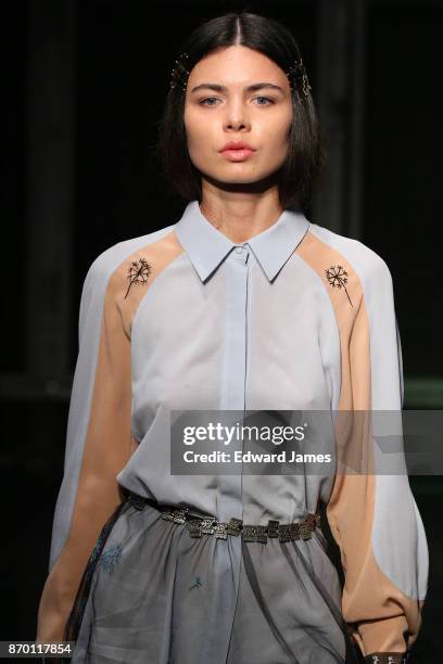 Model walks the runway during the Alexander Arutyunov fashion show at Mercedes-Benz Fashion Week Tbilisi on November 4, 2017 in Tbilisi, Georgia.