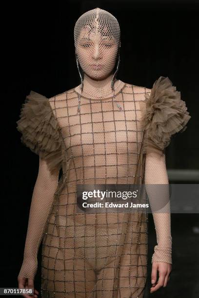 Model walks the runway during the Alexander Arutyunov fashion show at Mercedes-Benz Fashion Week Tbilisi on November 4, 2017 in Tbilisi, Georgia.