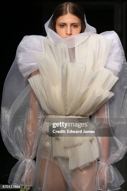 Model walks the runway during the Alexander Arutyunov fashion show at Mercedes-Benz Fashion Week Tbilisi on November 4, 2017 in Tbilisi, Georgia.