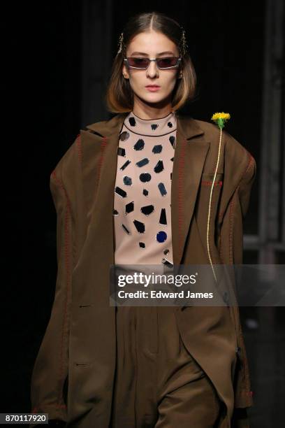 Model walks the runway during the Alexander Arutyunov fashion show at Mercedes-Benz Fashion Week Tbilisi on November 4, 2017 in Tbilisi, Georgia.