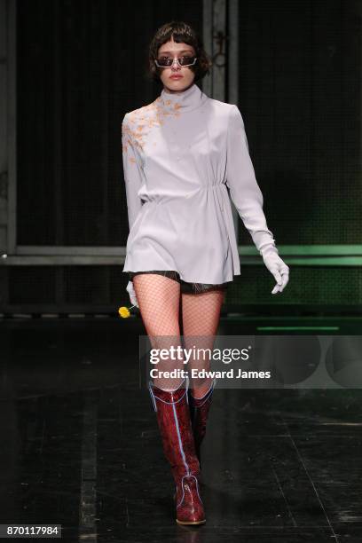 Model walks the runway during the Alexander Arutyunov fashion show at Mercedes-Benz Fashion Week Tbilisi on November 4, 2017 in Tbilisi, Georgia.