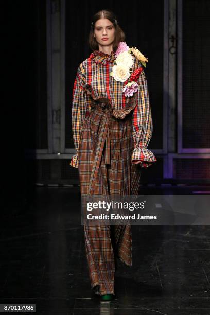 Model walks the runway during the Alexander Arutyunov fashion show at Mercedes-Benz Fashion Week Tbilisi on November 4, 2017 in Tbilisi, Georgia.