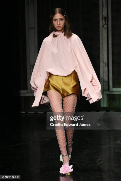 Model walks the runway during the Alexander Arutyunov fashion show at Mercedes-Benz Fashion Week Tbilisi on November 4, 2017 in Tbilisi, Georgia.