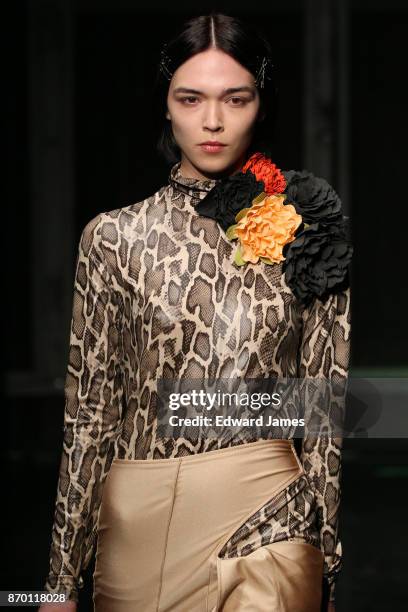 Model walks the runway during the Alexander Arutyunov fashion show at Mercedes-Benz Fashion Week Tbilisi on November 4, 2017 in Tbilisi, Georgia.