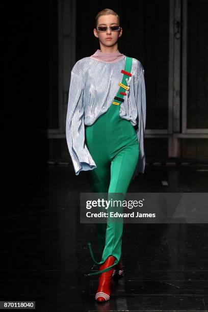 Model walks the runway during the Alexander Arutyunov fashion show at Mercedes-Benz Fashion Week Tbilisi on November 4, 2017 in Tbilisi, Georgia.