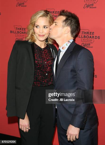 Leslie Bibb and Sam Rockwell attend the premiere of Fox Searchlight Pictures' 'Three Billboards Outside Ebbing, Missouri' on November 03, 2017 in Los...