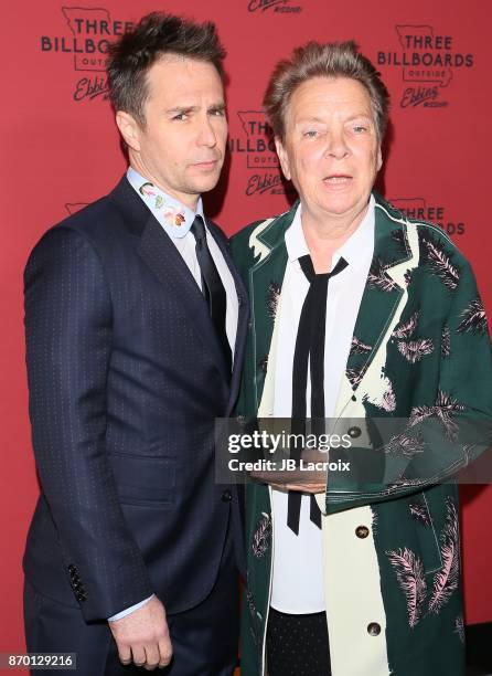 Sam Rockwell and Sandy Martin attends the premiere of Fox Searchlight Pictures' 'Three Billboards Outside Ebbing, Missouri' on November 03, 2017 in...