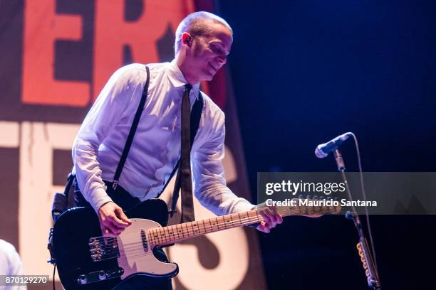 Kevin Bivona member of the band The Interrupters performs live on stage at Arena Anhembi on November 3, 2017 in Sao Paulo, Brazil.