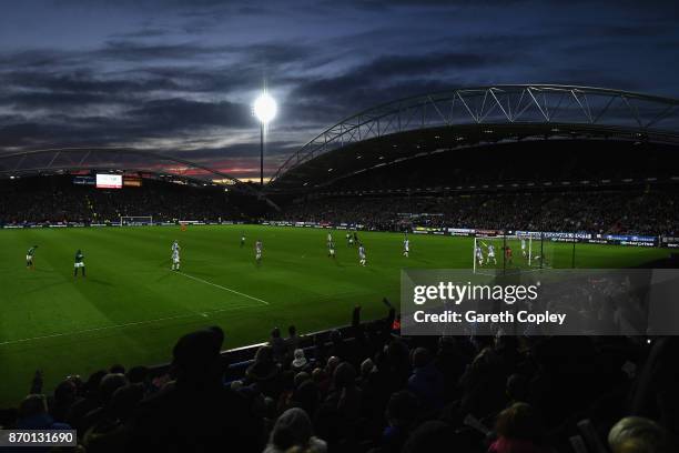 General view during the Premier League match between Huddersfield Town and West Bromwich Albion at John Smith's Stadium on November 4, 2017 in...